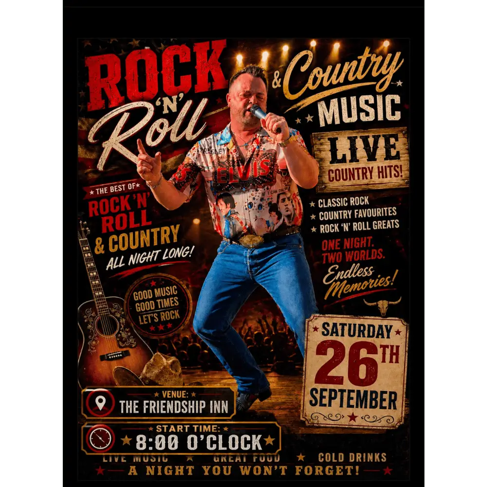 Rock & Roll and Country Music Live Poster